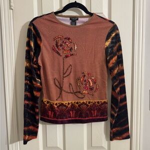 Jane Doe Embellished Floral Long Sleeve Top